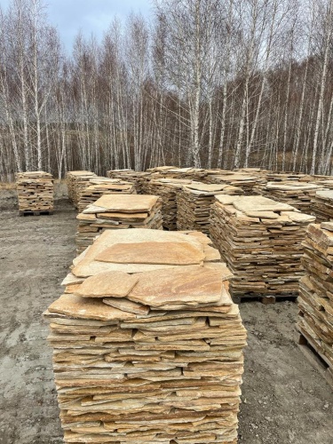 Плитняк златолит жёлтый для фасада 1,5-3 см купить в Куровском